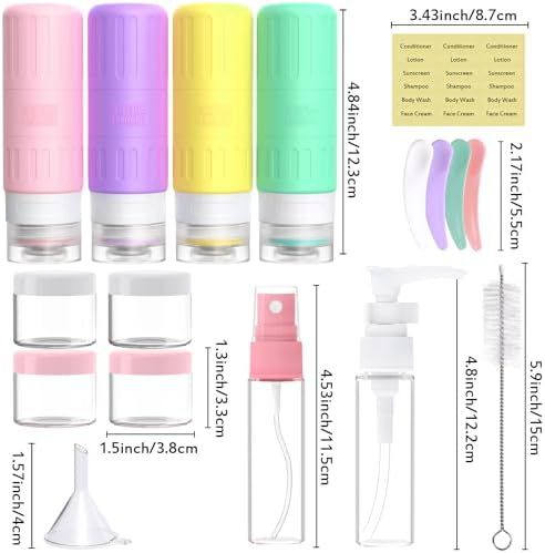 GLAMFIELDS Travel Bottles for Toiletries,TSA Approved 3.3oz Size LeakProof Silicone Toiletry Containers for Shampoo, Conditioner,Easy to Squeeze，Portable Travel Essentials for Lotion(18 Pack) Macaron - Image 2