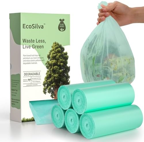 Small Compost Bags 2.6 Gallon Trash Bag, EcoSilva 125 Count Small Compost Bags for Countertop Bin, Compostable Trash Bags 2.6 Gallon Compostable Food Scrap Bag for Kitchen Bathroom Office by Unknown