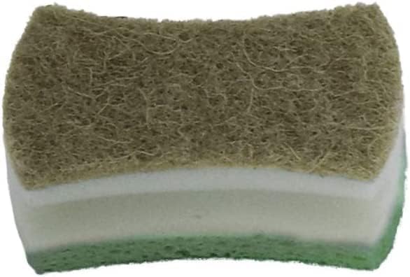 Natural Scrub Sponge Scouring Pad - Sisal Plant Based Sponge Scrubber Non Scratch Eco Friendly, 2 Side Cellulose and Sisal for Nonstick Cookeware, Glasses, Dishes. by Superio (Green) - Image 3