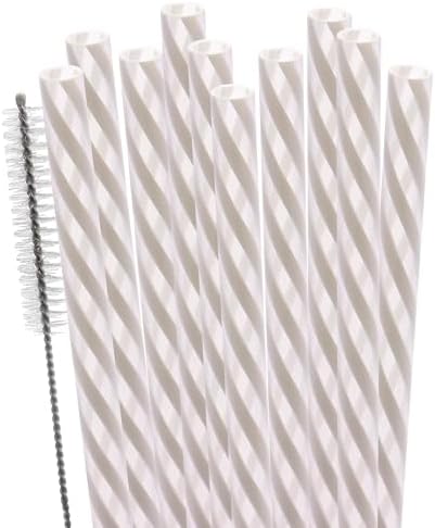 Dakoufish Replacement Straws for StanleylOwalalHydro Jug 40oz 30oz Tumbler,10 Pack 12 Inch White Reusable Straws With Cleaning Brush For Stanley Simple Modern Cup,Dishwasher Safe. by Dakoufish