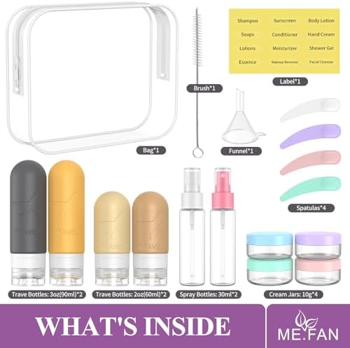 ME.FAN 18 Pack Travel Bottles for Toiletries, TSA Approved, Yellow - Image 2