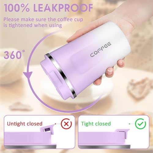 CS COSDDI 12 oz Coffee mug - Stainless Steel Coffee Cup with Leakproof Lid - Image 2