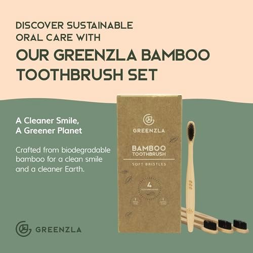 Greenzla Bamboo Toothbrushes, Wooden Toothbrush Set with Soft Bristles, Includes Travel Case and Charcoal Dental Floss, 4 Pack - Image 7