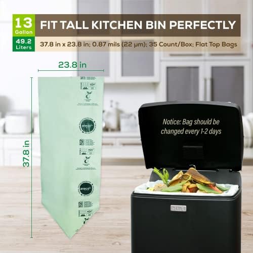 ANECO 100% Compostable Trash Bags 13 Gallon, 35 Count - Image 6