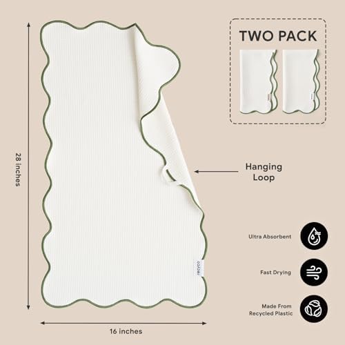 RECYCO Waffle Kitchen Towel Set of 2 - Quick Dry Microfiber Sustainable Dish Towels - Ultra Absorbent Reusable Cleaning Tea Towels - Lightweight Hand Towels,16”x 28”, Lorden Green - Image 6