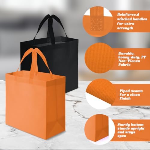 Reginary 100 PCS Non Woven Tote Bags Bulk,Black & Orange - Image 6