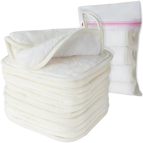 Makeup Remover Cloth, 6" x 6" Make Up Towels Reusable Face Cloth for Washing Face, Makeup Remover Pads Microfiber Face Washcloth with Mesh Bag, 12 Pack by Natwag