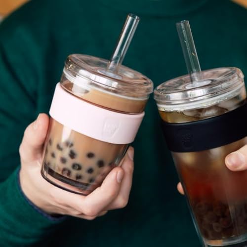 KeepCup Cold Cup - Longplay Double wall Glass Ice Coffee Tumbler with Lid and Straw - 12oz (340ml) - Pashmak - Image 4