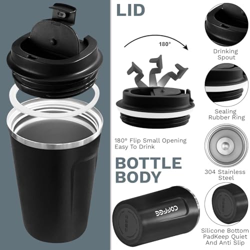 Insulated Travel Coffee Mug, Stainless Steel Coffee Cup with Leakproof Lid - Image 3