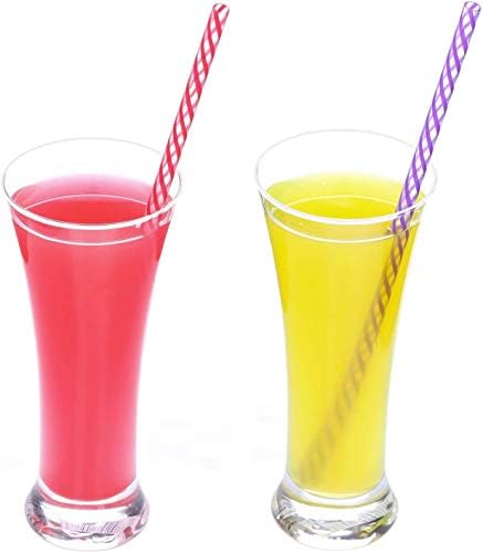 Dakoufish 12 Piece 10 Inch Reusable Plastic Thick Drinking Straws BPA Free Mason Jar Straws Transparent Small Stripe (10inch, Mix 12color) - Image 5