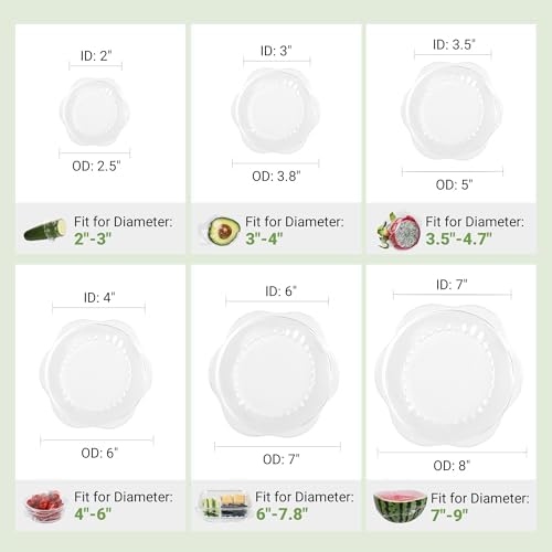 Silicone Stretch Lids for Food Storage in Fridge, Reusable Elastic Bowl Covers for Cup, Cans, Jars, Round & Rectangle Container, Food Grade Silicone Microwave Food Cover, Heat-Resistant, Transparent - Image 2