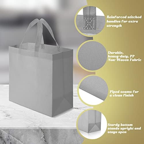 Reginary 100 PCS Non Woven Tote Bags Bulk,Gray - Image 4