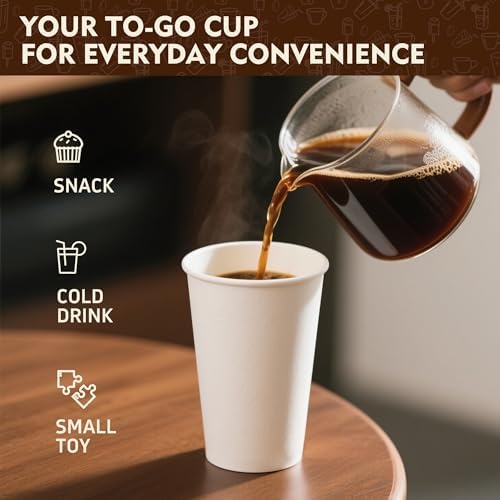 YEEHAW 16 oz 500 Pack White Disposable Paper Coffee Cups - Image 3