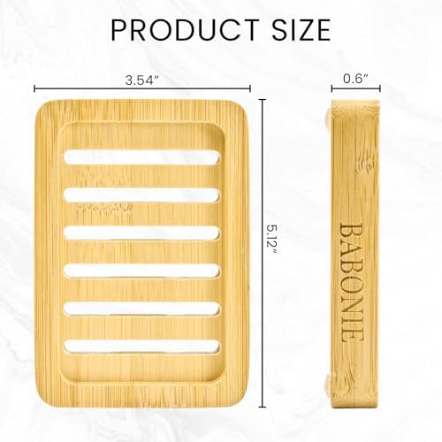 2 Pack FSC Bamboo Soap Dish, Slotted Self-Draining Bar Soap Holder - Image 2
