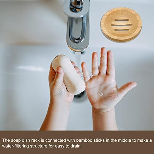 uxcell Wooden Soap Dish, 2Pack Natural Bamboo Soap Saver Tray Self Draining Soap Holder for Bathroom, Bathtub, Kitchen Sink - Image 5