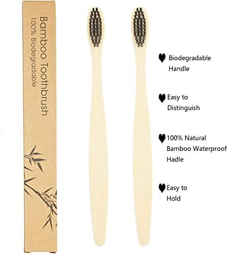 SEVENHEAD 10 PCS Bamboo Toothbrushes Soft Bristles Wooden Toothbrushes for Adult, Natural Biodegradable BPA Free Eco Friendly Toothbrushes Black White - Image 2