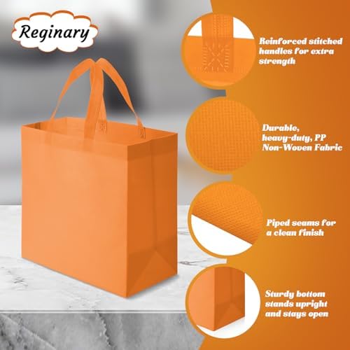 Reginary 100 PCS Non Woven Tote Bags Bulk,Orange - Image 5