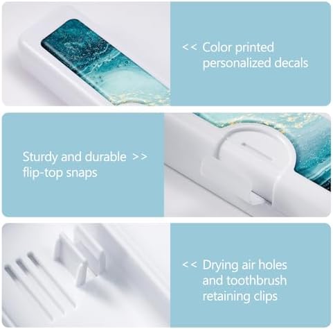 Toothbrush Travel Case - Colorful Pattern, Holder and Covers for Toothbrushes, Includes Tongue Scraper Case - Image 3