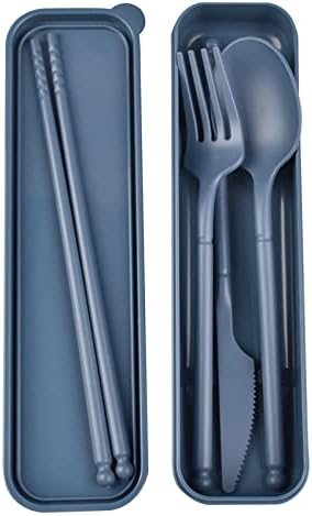Travel Utensils, Reusable Utensils Set with Case, Camping Plastic Cutlery by CUNTAUK