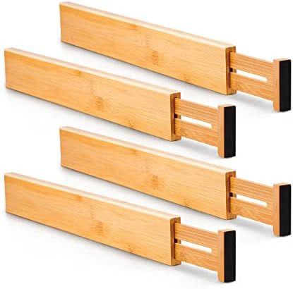 Utoplike 4 Pcs Bamboo Kitchen Drawer Dividers, Large Drawers Organizers by Utoplike