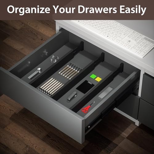 DUCOO 4 PCS Drawer Divider, 17"-22" Adjustable Bamboo Drawer Dividers Organizers, Expandable Separators for Kitchen, Clothes, Dressers, Home, Office, Black - Image 6