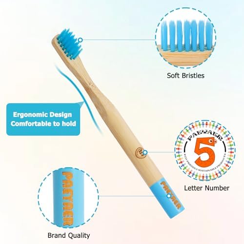 New Kids Bamboo Toothbrushes - 6 Pack, Organic Soft Bristle Toothbrush for Kids, Biodegradable Children's Toothbrushes (Toddler Toothbrush Ages 3-12, Multicolor) - Image 4