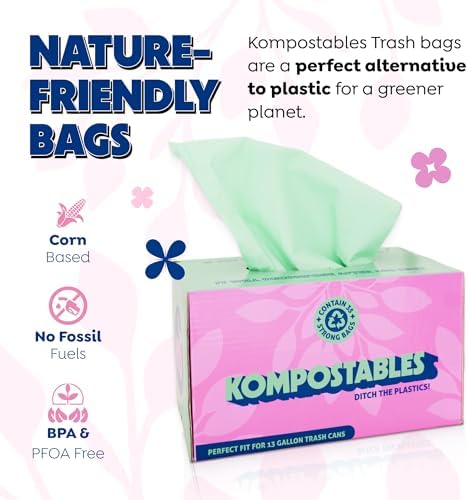 BPI 100% Home Compostable Kitchen Trash Bags, 13 Gallon 1.2 Mil Heavy Duty Unscented Plant Based Bags w/Handles, Tall Biodegradable Garbage, Compost & Food Scrap Waste Can Liners, 35 Ct - Image 3