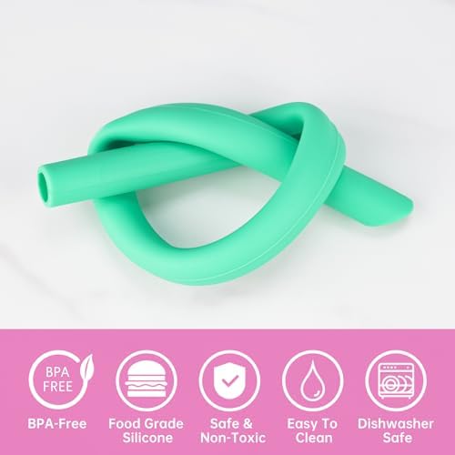 NiHome 6-Pack Wide Reusable Bent Silicone Straws for Smoothies, Milkshake - Image 6