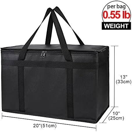 Bodaon 1-Pack Insulated Food Delivery Bag, XX-Large Reusable Grocery Shopping Bag, Frozen Food Cold, Cooler Bags with Zippered Top, Black - Image 2