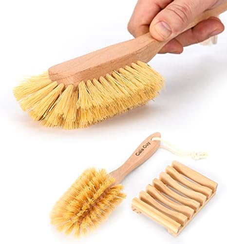 Gaia Guy Plastic-Free Dish Brush Set | 19-Piece Zero Waste Kitchen Cleaning Kit with Bamboo & Beech Wood Brushes, Cellulose Sponges, Natural Loofahs & Soap Holders | Eco Friendly Dishwashing Set - Image 6