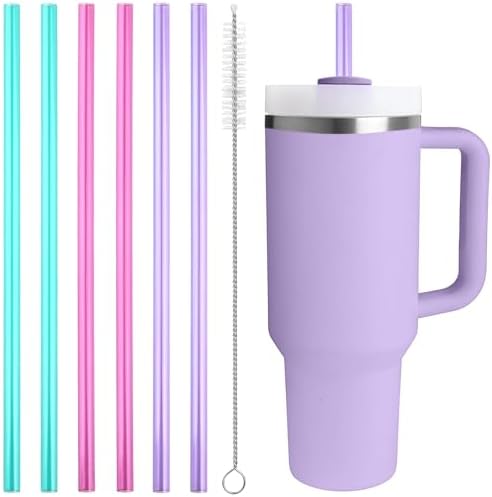 Replacement Straw Compatible with Stanley Quencher 40 oz Tumbler, 12 inch Extra Long Reusable Straws Plastic For 40 Oz Cup-6 Pack by Bubrike