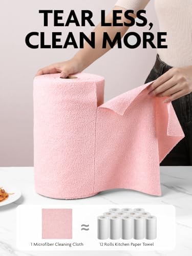 Fantasticlean Microfiber Cleaning Cloth Roll- 90 Sheets, 12" x 12" (Pink) - Image 2