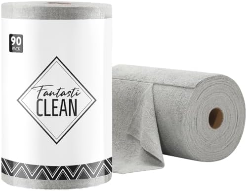 Fantasticlean Microfiber Cleaning Cloth Roll- 90 Sheets, 12" x 12" (Grey) by Fantasticlean