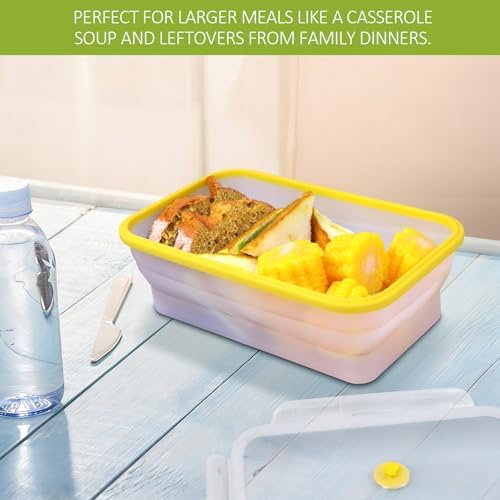 Set of 2 Extra Large Translucent Collapsible Silicone Food Storage Containers With Lids,82.8oz + 60.2oz Meal Prep Bento Lunch Boxes, Durable, Microwave,Dishwasher and Freezer Safe,BPA Free - Image 2