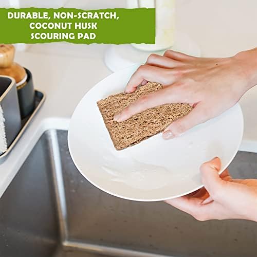 Coconut Husk Scrubber(3) Compostable Eco-Friendly Scouring Pads for Dishes| Biodegradable Natural Coir Scrub Pad| Non-Scratch - Image 5