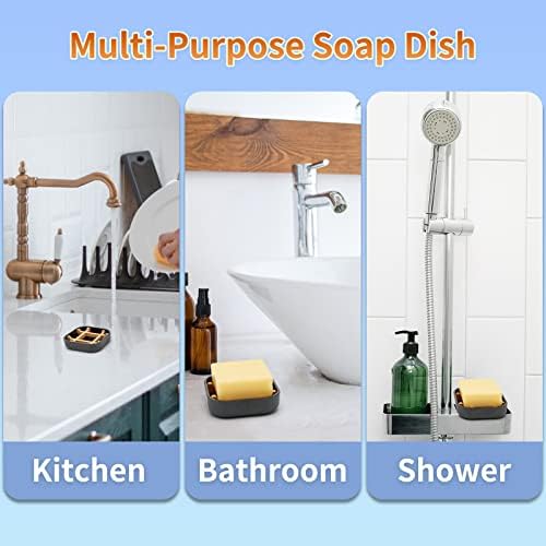 Bamboo Soap Dishes for Bar Soap Holders for Shower for Bathroom Sink Bulk Small Wooden Soap Tray Jabonera Pretty Neat Ventilated Soap Dish Disj Disk, Detachable (Single Rounded Black) - Image 6