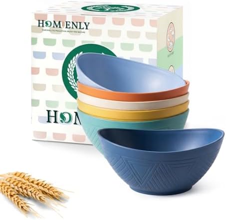 Homienly Wheat Straw Bowls 10 OZ Small Serving Bowls Unbreakable Dessert Bowls for Kitchen, Camping, RV, Party, Unbreakable Mini Oval Bowls for Ice Cream Microwave and Dishwasher Safe (6 PCS Multi) by HOMIENLY