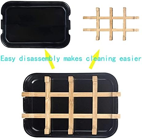 Aoheuo Modern Bamboo Fiber soap Holder and soap Dish Combination (Removable),5.12 Long by 3 Wide, 0.98 inches high, Used in Kitchens, bathrooms, and bar Sinks (Black,Gray,Off White) - Image 4