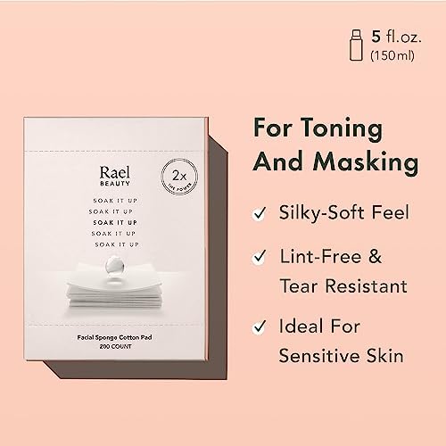 Rael Cotton Pads for Face, Lint-Free Daily Skincare & Makeup Remover 200 Ct - Image 2