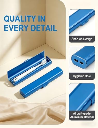 Portable Toothbrush Travel Case: 3 Pack Breathable & Dirt-Proof Hotel Camping Outdoor - Aluminum for Storage Recyclable Traveler (1, Blue) - Image 4