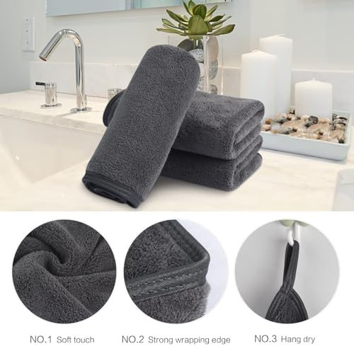 SINLAND Absorbent Coral Velvet Washcloth Ultra Soft Microfiber Face Towels 12 x 12 inch Multi-Purpose Face Cloths for Household and Sport - Image 3