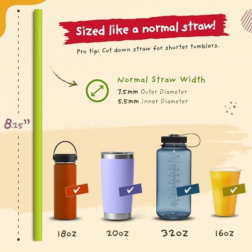Silicone Straws - Slender Size BPA Free Non-Rubber Silicon Reusable Drinking Straws for Stainless Steel 20 oz Yeti Tumbler - Flexible, Chewy, Bendy & Safe for Kids/Toddlers - Image 3
