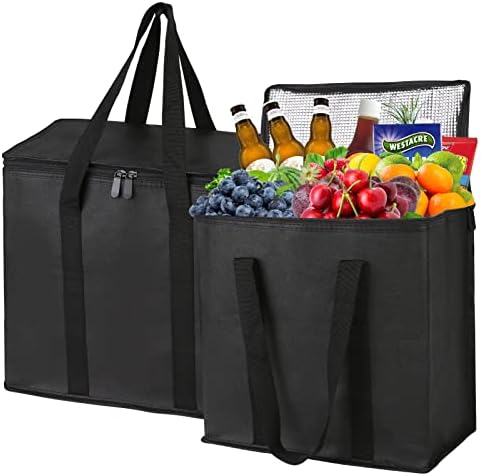 musbus 2Pack Cooler Bag Insulated Grocery Bags Large Freezer Shopping Cooler Tote for Travel Groceries Beach Thermal Food Delivery Bag to Keep Frozen Food Cold and Hot Food by Musbus