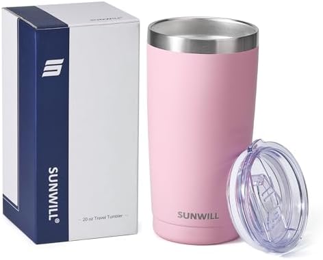 SUNWILL Travel Coffee Tumbler 20 oz, Insulated Mug with Lid, Stainless Steel Cup for Hot and Cold Drinks, Powder Coated Sakura - Image 5