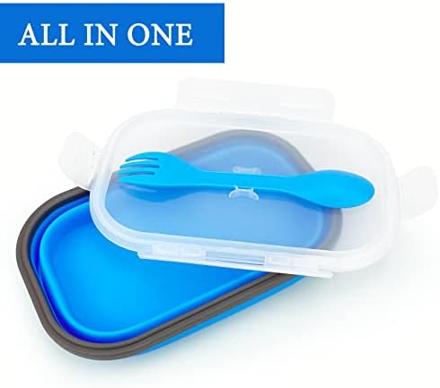 Collapsible Lunch Box Containers, Silicone Bento Box with Airtight Lid and 2 in1 Spoon & Fork, 1000ml Large Portion Reusable Silicone Food Storage Container, Microwave Dishwasher Safe - Image 3
