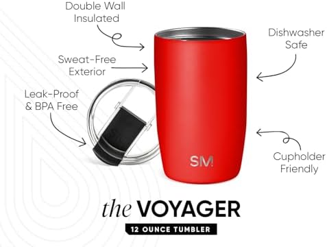 Simple Modern Travel Coffee Mug with Lid | 12oz | Red - Image 3