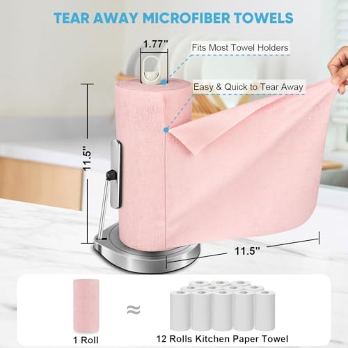 AIDEA Microfiber Cleaning Cloth Roll-75PK,Pink Microfiber Towels,11.5×11.5" - Image 3