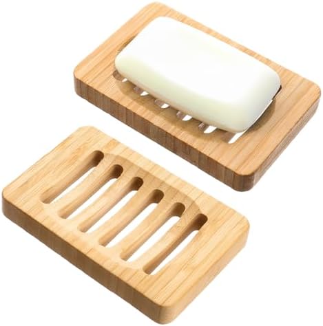 2 Pack Wood Soap Dish for Shower, Natural Wooden Bar Soap Holder by Unknown