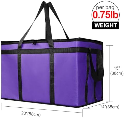Bodaon 2-Pack Insulated Food Delivery Bag, XXX-Large Meal Grocery Tote Insulation Bag for Hot and Cold Food, Commercial Cooler/Thermal Shopping Bags, Large Capacity Reusable Warming Bag, Purple - Image 2