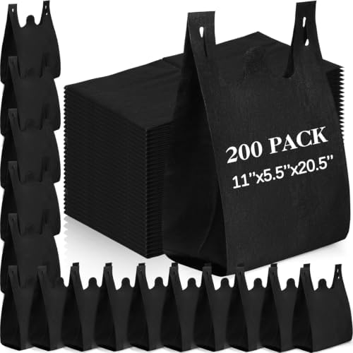 Windyun Large Grocery T-shirt Bags Bulk Reusable Non Woven Shopping Bag Foldable Gift Tote with Handle, 20.5x11x5.5 Inch by Windyun